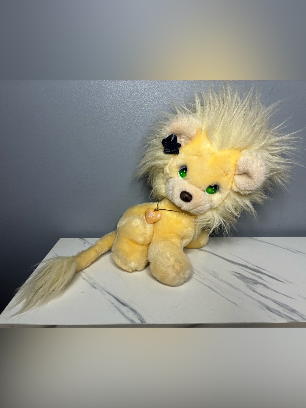 1986 Precious Moments Applause Lion Plush Green Eyes Heart Locket 80s